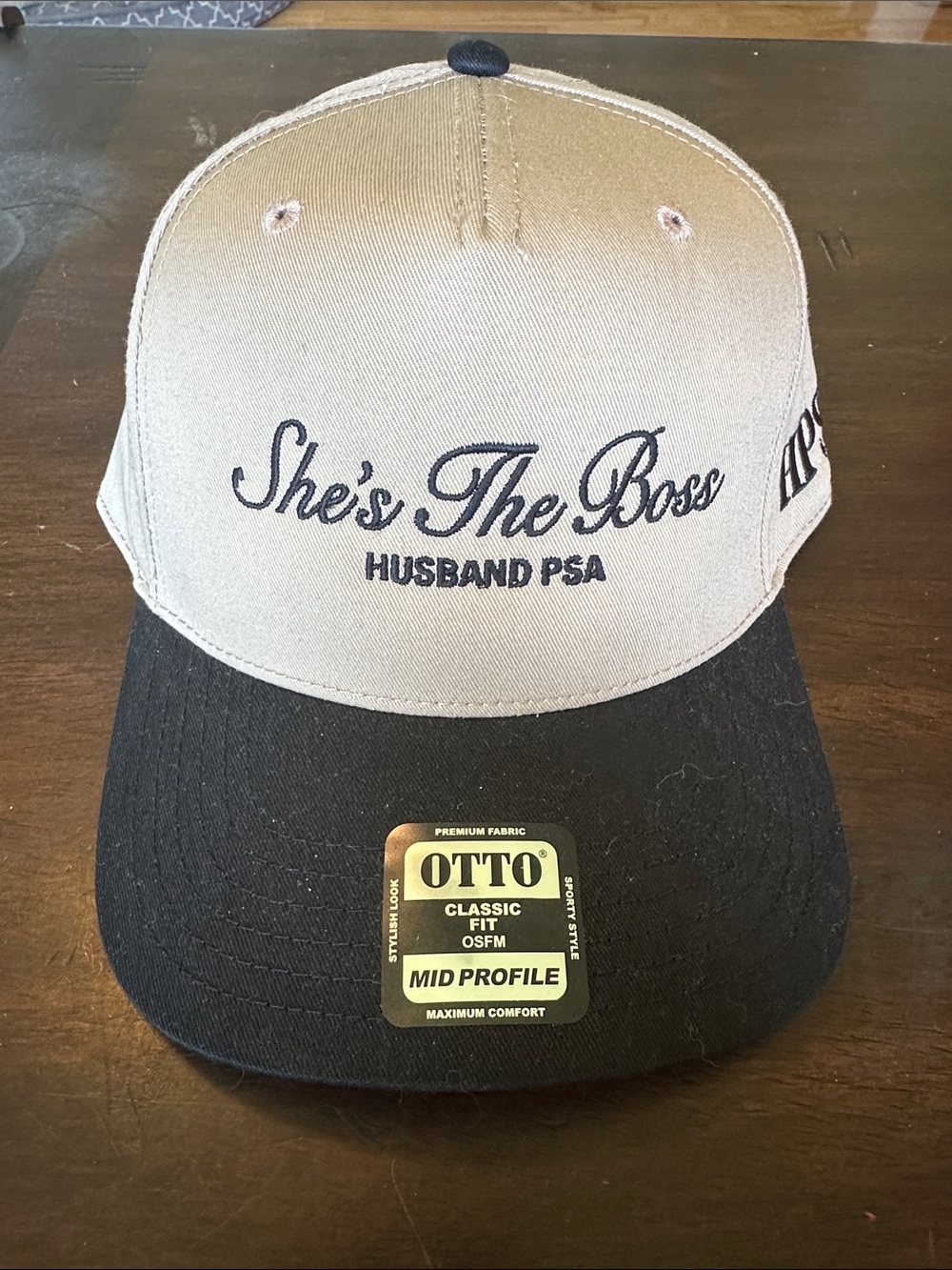 Husband PSA Two-Tone She's The Boss Cap in Tan and Black